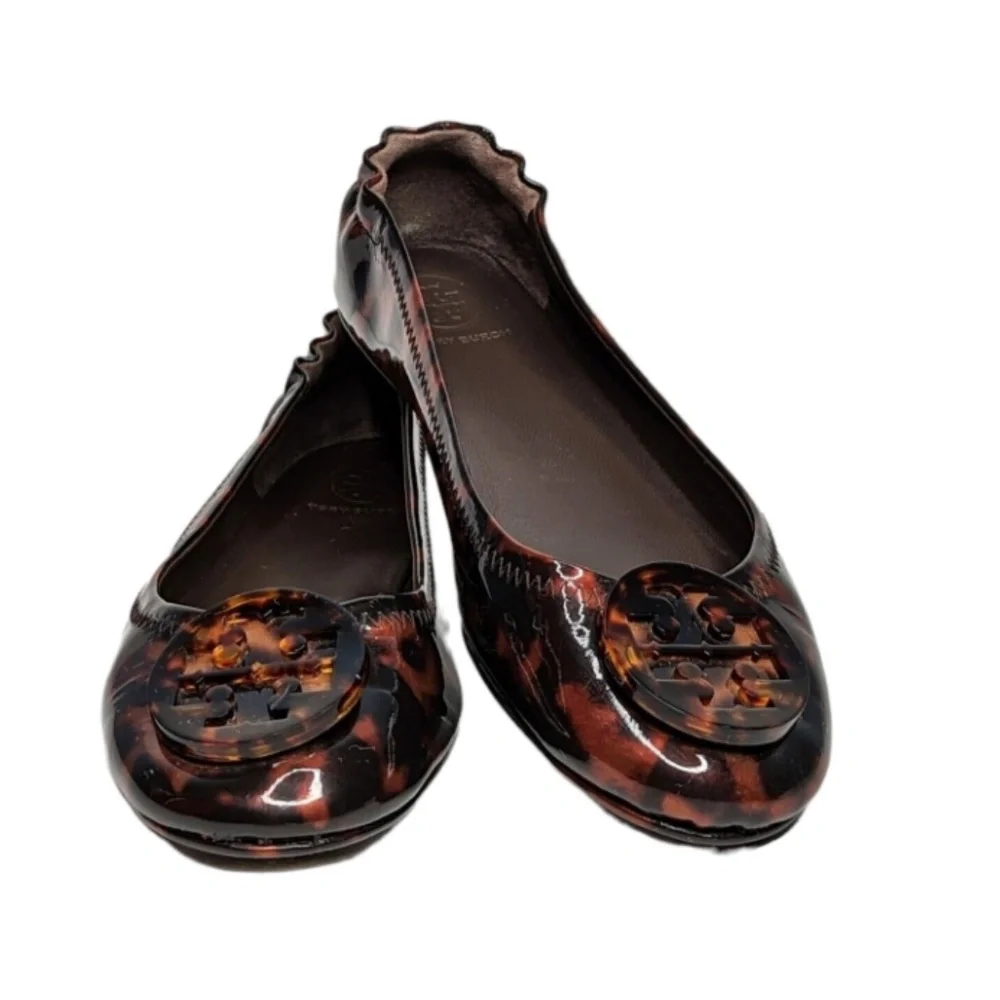 Tory Burch Tortoiseshell Patent Leather Minnie Travel Ballet Flat
